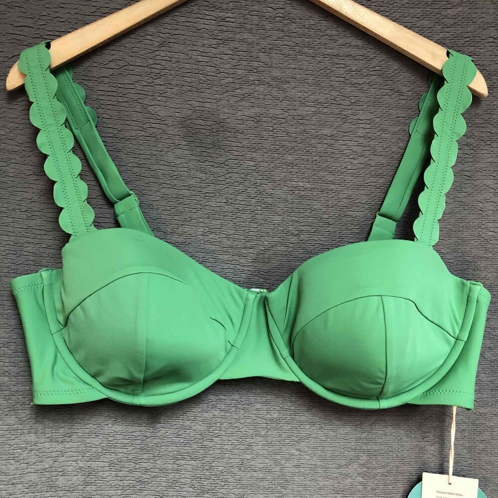 NWT Responsible Style Green Scalloped Underwire Bra Womens Size 18